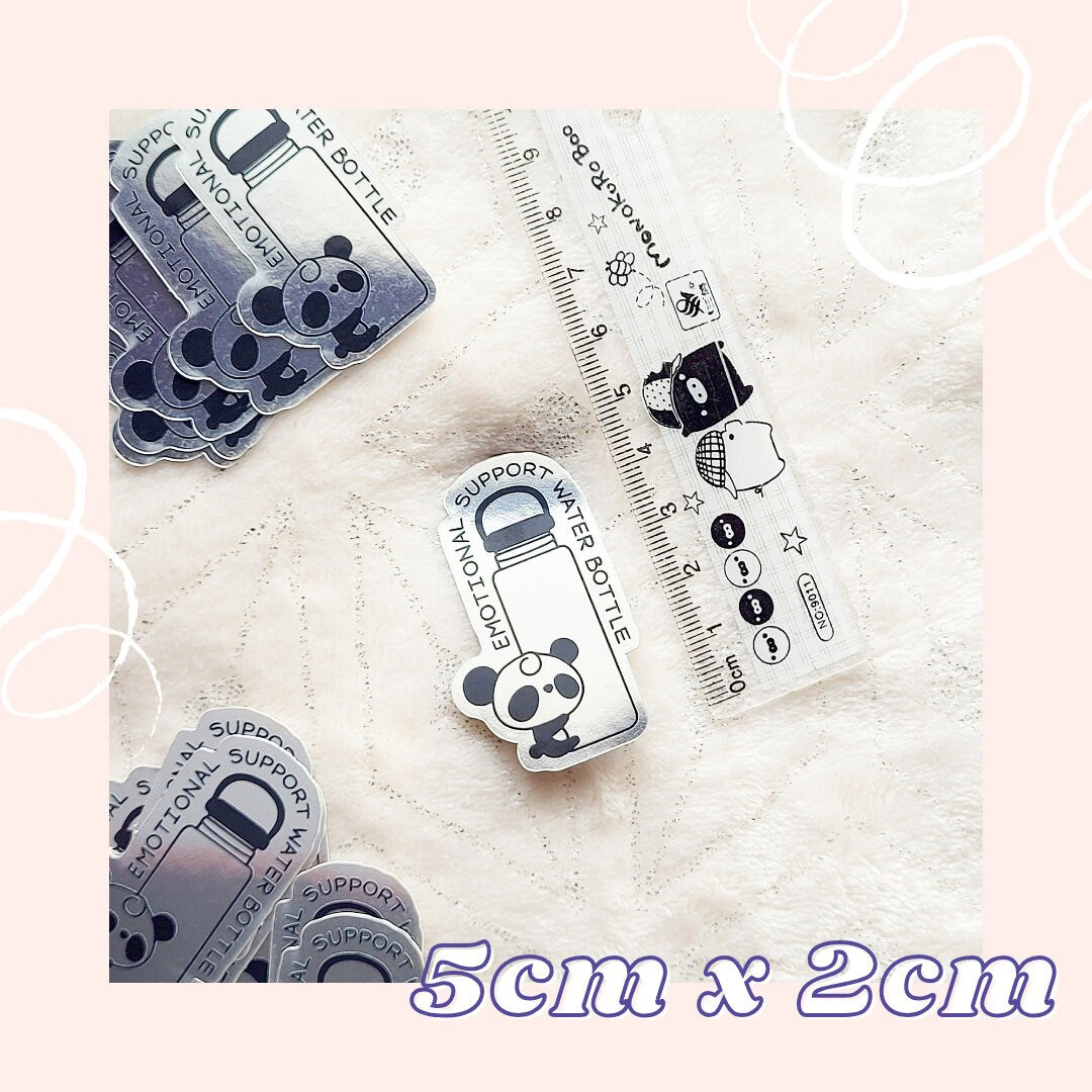 Panda Emotional Support Water Bottle Reflective Die Cut Sticker