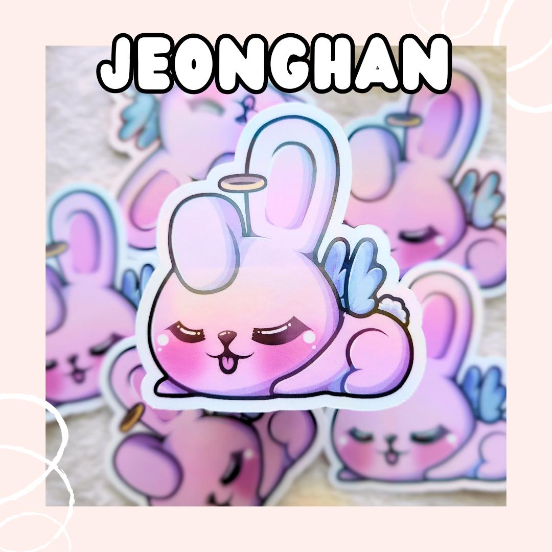Jeonghan & Joshua Resting Bunny Die Cut Stickers