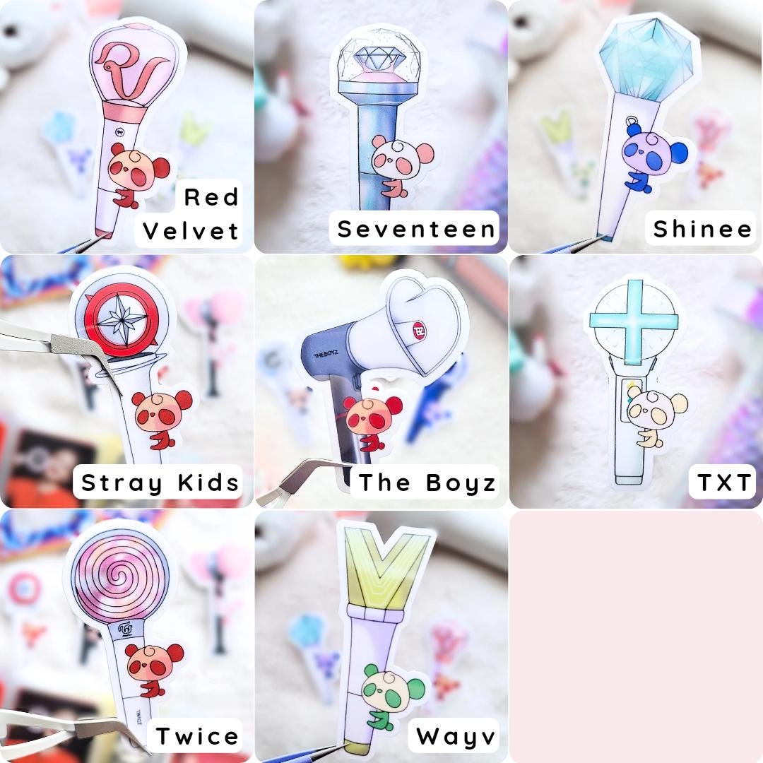Panda K-Pop Lightstick Die Cut Stickers (All Groups)