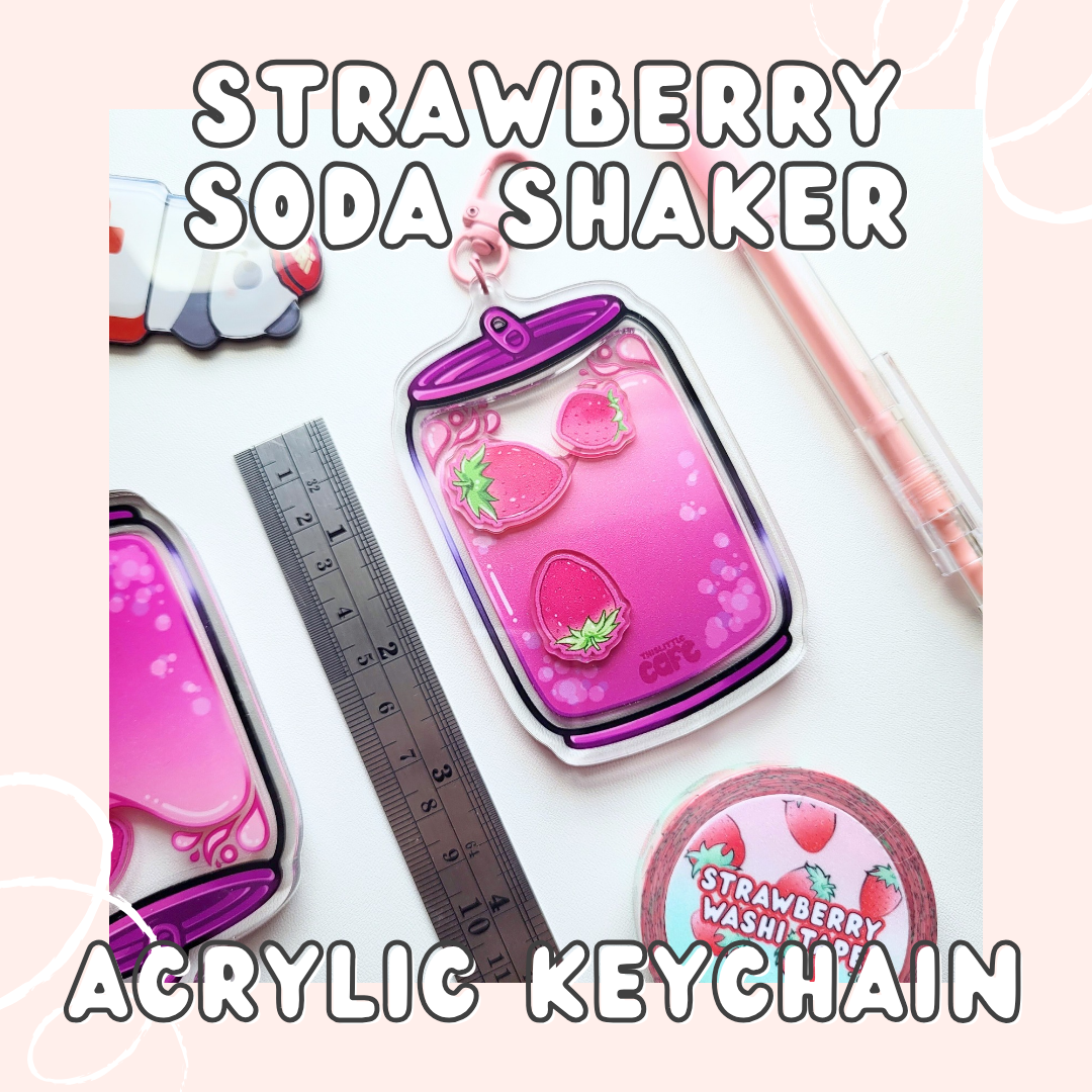 Strawberry Soda Shaker Acrylic Keychain