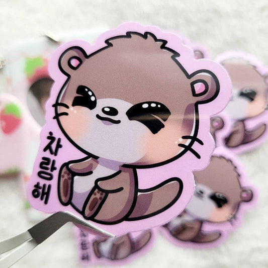 Dino Otter Die Cut Sticker