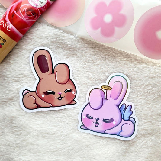 Jeonghan & Joshua Resting Bunny Die Cut Stickers