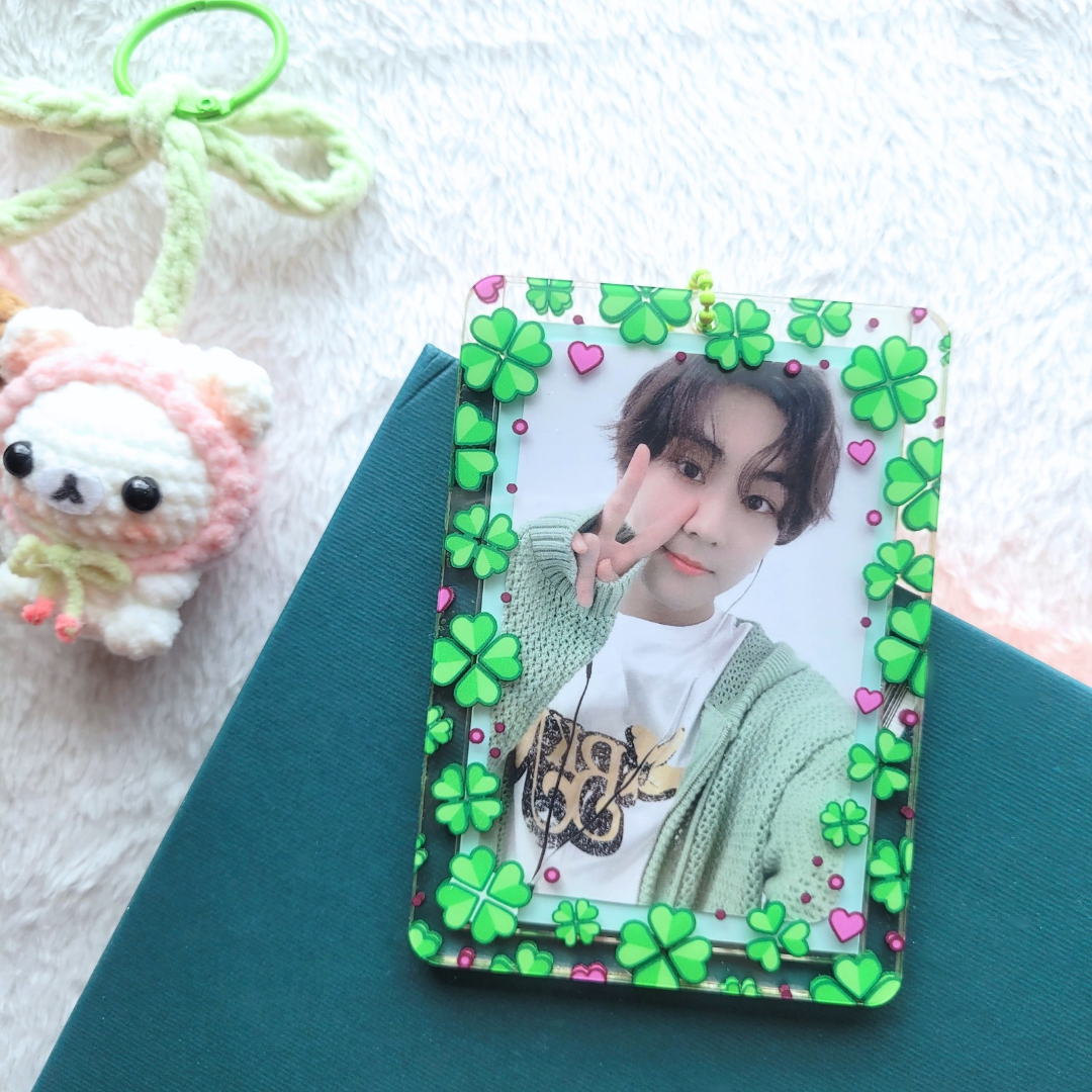 Lucky Clovers (Double-sided) Acrylic Photocard Holder (Keychain)