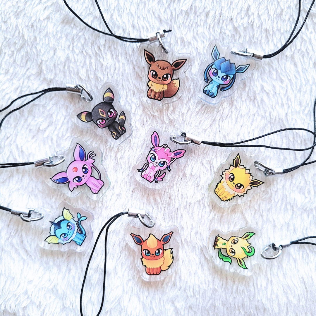 PKMN Eeveelution Acrylic Phone Charms (Double-sided)