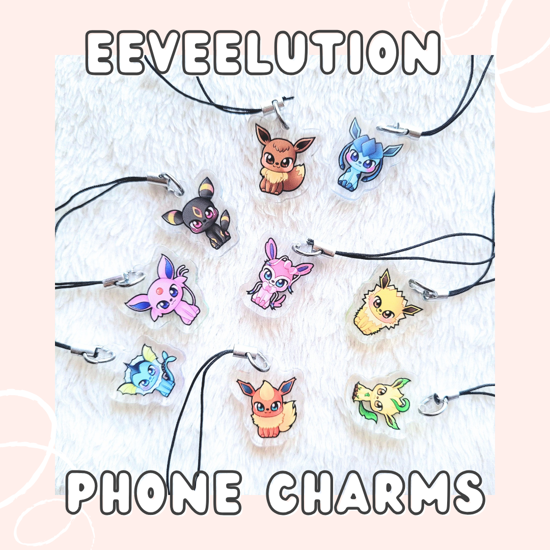 PKMN Eeveelution Acrylic Phone Charms (Double-sided)