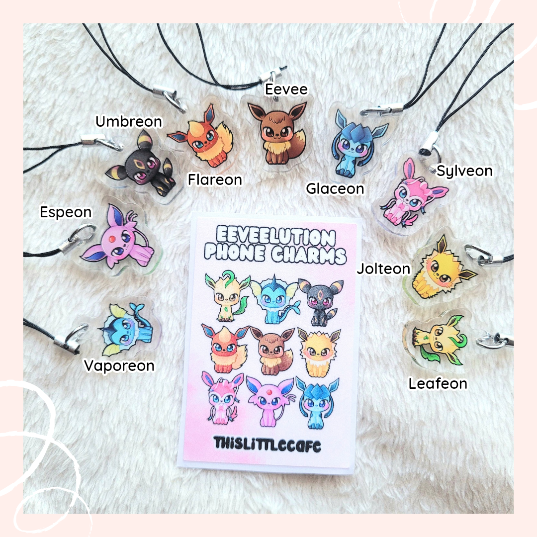 PKMN Eeveelution Acrylic Phone Charms (Double-sided)