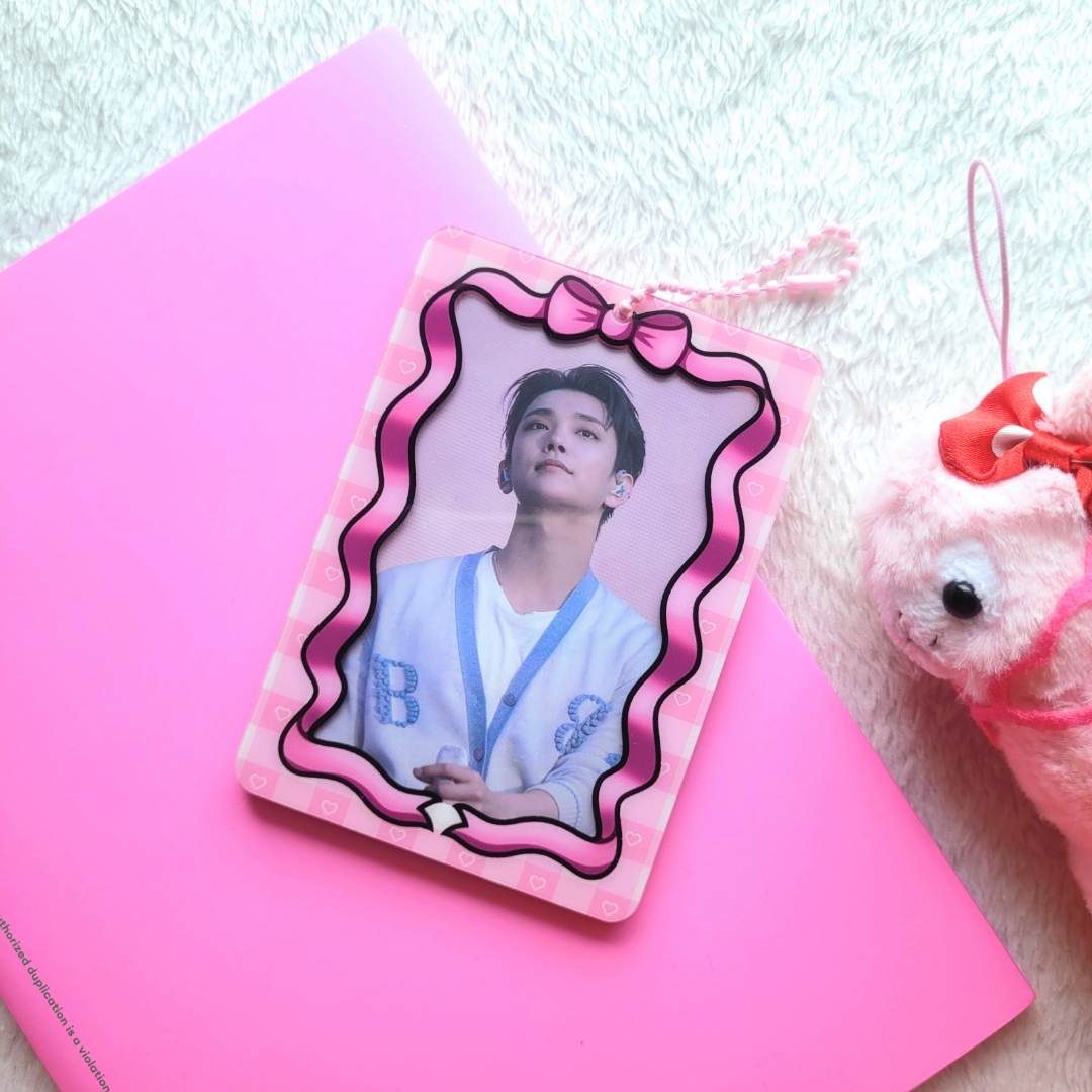 Pink Bow Acrylic Photocard Holder (Keychain)